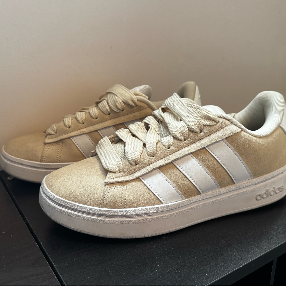 Adidas Cream and White Casual Sneakers